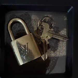 Louis Vuitton Gold Padlock and Key Set #319.
